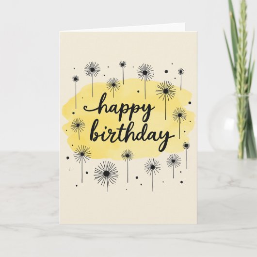 Carte d'anniversaire jaune peinte (Devant)