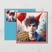 CARTE D'ANNIVERSAIRE ~ Jeune garçon ~ (Devant / Derrière)