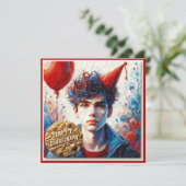 CARTE D'ANNIVERSAIRE ~ Jeune garçon ~ (Debout devant)