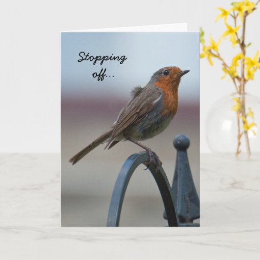 Carte d'anniversaire : Jeune Robin britannique (Fleur jaune)