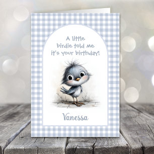 Carte d'anniversaire joli petit oiseau