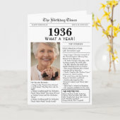 Carte d'anniversaire Journal 1936 90 ans (Fleur jaune)