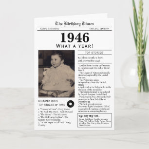Carte d'anniversaire Journal 1946 80 ans