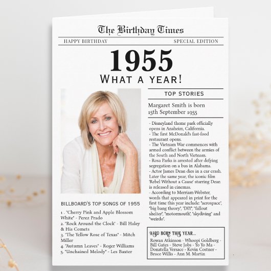 Carte d'anniversaire Journal 1955