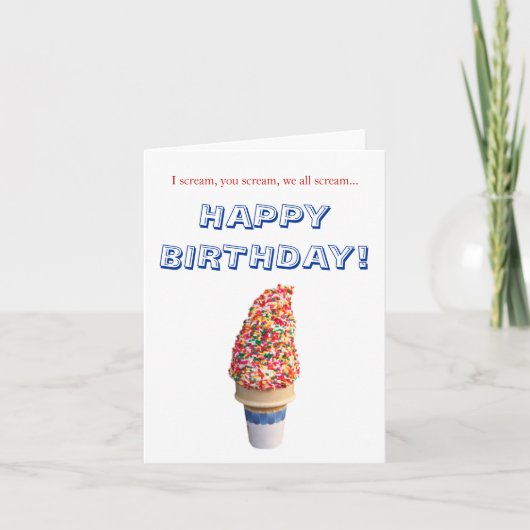 Carte d'anniversaire joyeuse à la crème glacée (Devant)