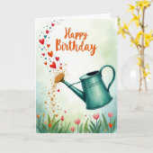 Carte d'anniversaire Joyeuse Arrosoir (Fleur jaune)