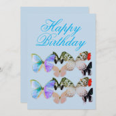 Carte d'anniversaire joyeuse aux papillons (Devant / Derrière)