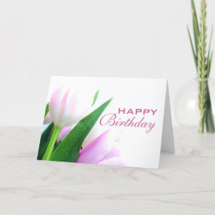 Carte d'anniversaire joyeuse aux tulipes