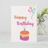 Carte d'anniversaire joyeuse avec ballons aquarell (Debout devant)