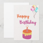 Carte d'anniversaire joyeuse avec ballons aquarell (Devant / Derrière)