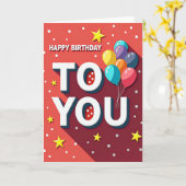 Carte d'anniversaire Joyeuse avec Confettis Rouges (Fleur jaune)
