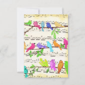 Carte d'anniversaire joyeuse avec de mignons oisea (Dos)