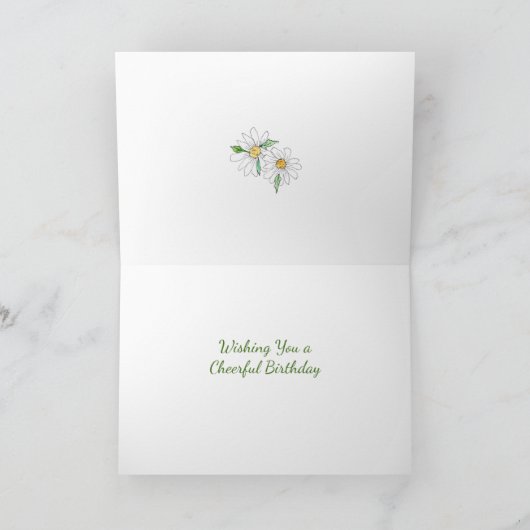 Carte d'anniversaire joyeuse avec des marguerites (Intérieur)