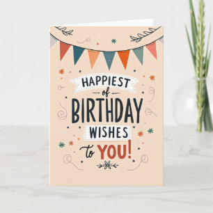 Carte d'anniversaire joyeuse avec guirlande