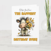 Carte d'anniversaire joyeuse avec un sanglier mign (Devant)