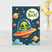 Carte d'anniversaire Joyeuse Balade Spatiale (Fleur jaune)