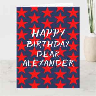 Carte d'anniversaire joyeuse bleue et rouge