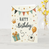 Carte d'anniversaire Joyeuse Bunting (Fleur jaune)