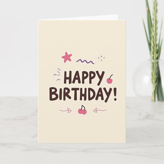 Carte d'anniversaire Joyeuse Cerise (Devant)