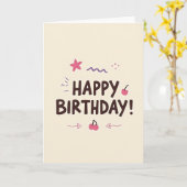 Carte d'anniversaire Joyeuse Cerise (Fleur jaune)