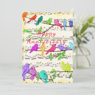 Carte d'anniversaire joyeuse Colorful Musical mign