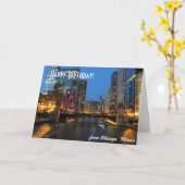Carte d'anniversaire joyeuse de Chicago River (Fleur jaune)
