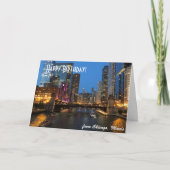 Carte d'anniversaire joyeuse de Chicago River (Devant)