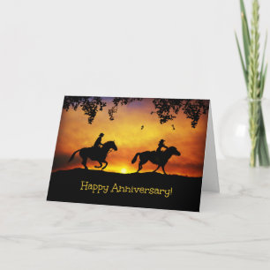 Carte d'anniversaire joyeuse de Cowboy et Cowgirl