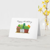 Carte d'anniversaire joyeuse de jardin de cactus/s (Fleur jaune)