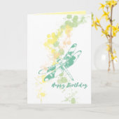 Carte d'anniversaire joyeuse de la libellule artis (Fleur jaune)