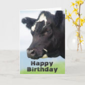Carte d'anniversaire joyeuse de la vache (Fleur jaune)