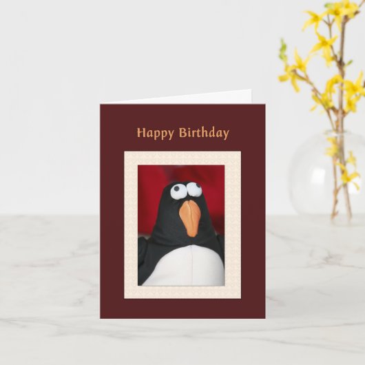 Carte d'anniversaire joyeuse de Penguin (Fleur jaune)