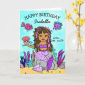 Carte d'anniversaire joyeuse de Sirène d'ethnie vi (Fleur jaune)