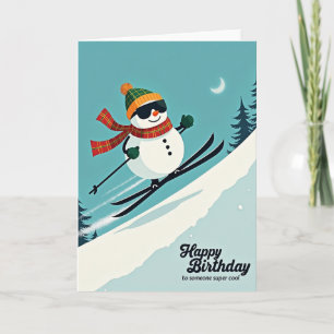 Carte d'anniversaire joyeuse de ski