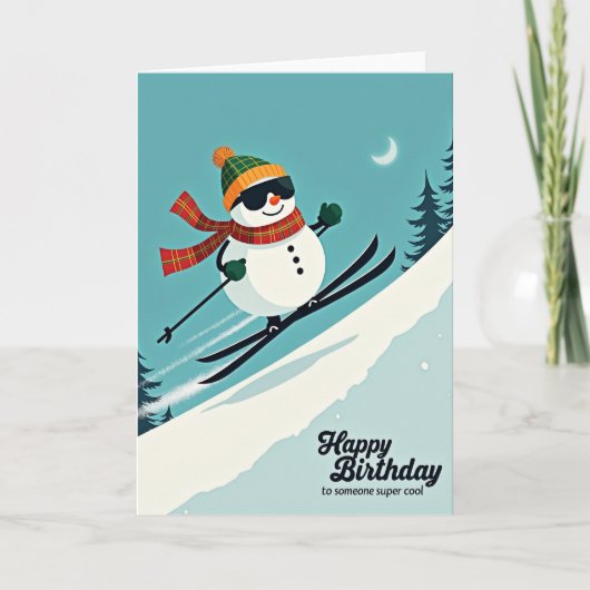 Carte d'anniversaire joyeuse de ski (Devant)