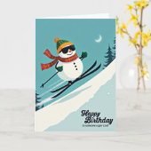 Carte d'anniversaire joyeuse de ski (Fleur jaune)