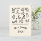 Carte d'anniversaire joyeuse des hommes des Arts M (Debout devant)