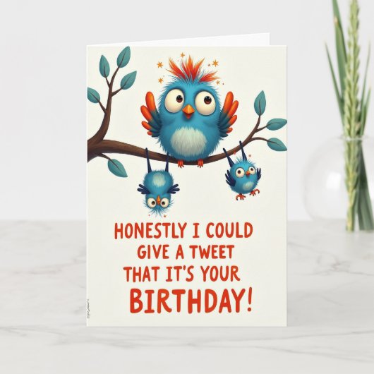 Carte d'anniversaire Joyeuse des Oiseaux Bleus (Devant)