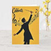Carte d'anniversaire joyeuse dorée (Fleur jaune)