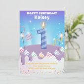 Carte d'anniversaire joyeuse d'un an personnalisée (Debout devant)