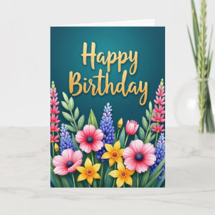 Carte d'anniversaire Joyeuse Écriture Dorée