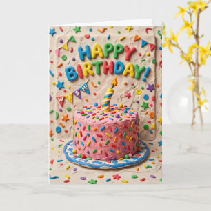 Carte d'anniversaire joyeuse en argile colorée pou
