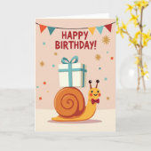 Carte d'anniversaire Joyeuse Escargot (Fleur jaune)