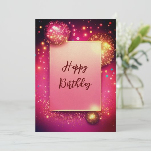 Carte d'anniversaire joyeuse et lumineuse. (Debout devant)