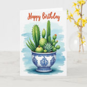 Carte d'anniversaire joyeuse et succulente (Fleur jaune)