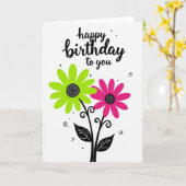 Carte d'anniversaire Joyeuse Fleur (Fleur jaune)