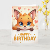 Carte d'anniversaire Joyeuse Forêt qui regarde (Fleur jaune)