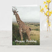 Carte d'anniversaire joyeuse girafe (Fleur jaune)