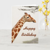 Carte d'anniversaire joyeuse Giraffe (Fleur jaune)