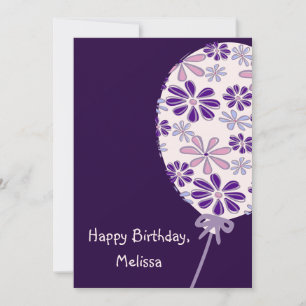 Carte d'anniversaire joyeuse Indigo Pink Balloon